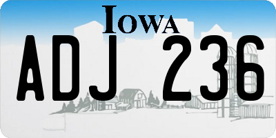 IA license plate ADJ236