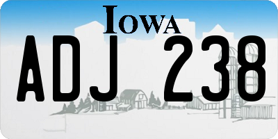 IA license plate ADJ238