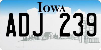 IA license plate ADJ239