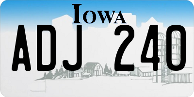 IA license plate ADJ240