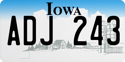 IA license plate ADJ243