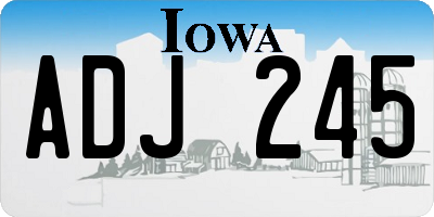 IA license plate ADJ245