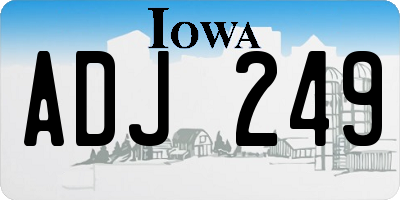 IA license plate ADJ249