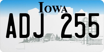 IA license plate ADJ255