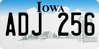 IA license plate ADJ256