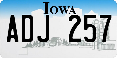 IA license plate ADJ257