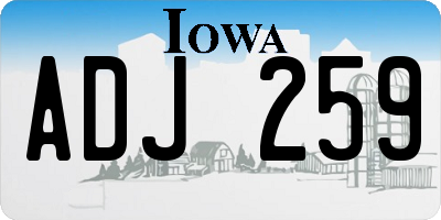 IA license plate ADJ259