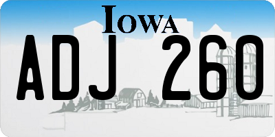 IA license plate ADJ260