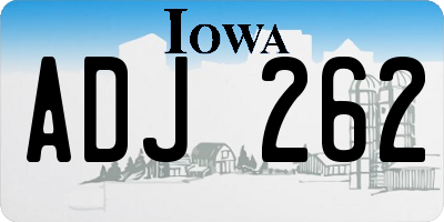 IA license plate ADJ262