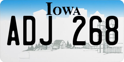 IA license plate ADJ268