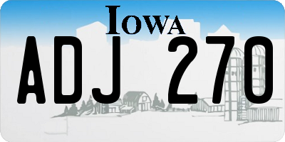 IA license plate ADJ270