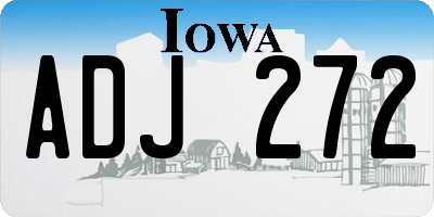 IA license plate ADJ272