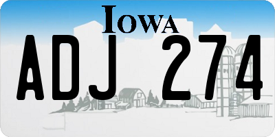 IA license plate ADJ274