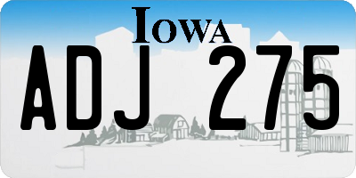 IA license plate ADJ275