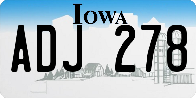 IA license plate ADJ278