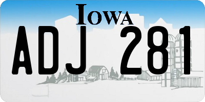 IA license plate ADJ281