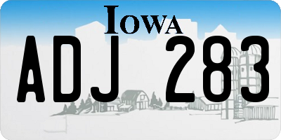 IA license plate ADJ283