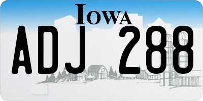 IA license plate ADJ288