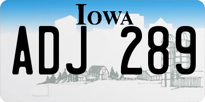 IA license plate ADJ289