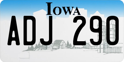 IA license plate ADJ290