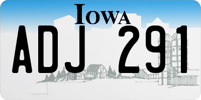 IA license plate ADJ291