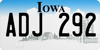 IA license plate ADJ292