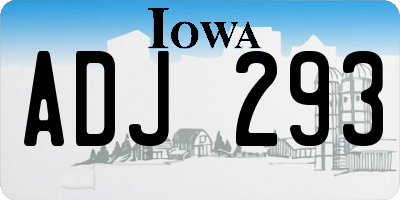 IA license plate ADJ293