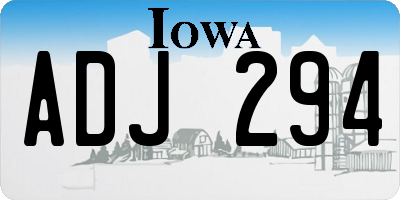 IA license plate ADJ294