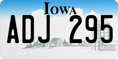 IA license plate ADJ295