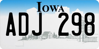 IA license plate ADJ298