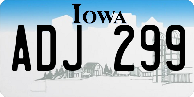 IA license plate ADJ299