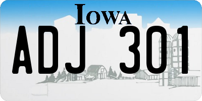 IA license plate ADJ301