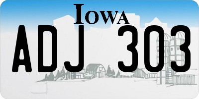 IA license plate ADJ303
