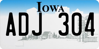 IA license plate ADJ304
