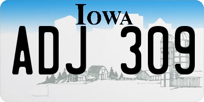 IA license plate ADJ309