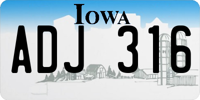 IA license plate ADJ316