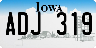 IA license plate ADJ319