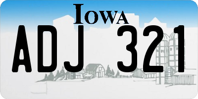 IA license plate ADJ321