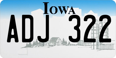 IA license plate ADJ322