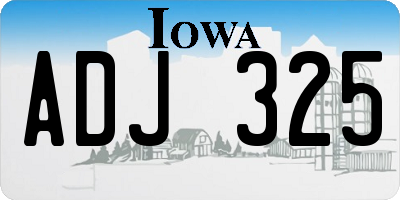 IA license plate ADJ325
