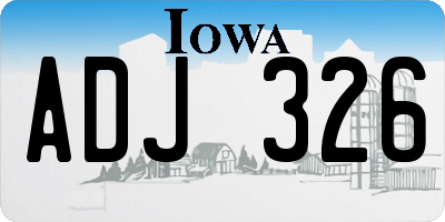 IA license plate ADJ326