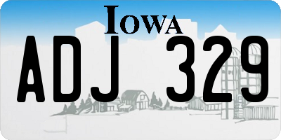 IA license plate ADJ329