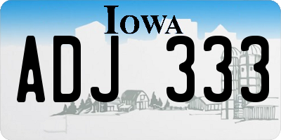 IA license plate ADJ333