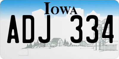 IA license plate ADJ334