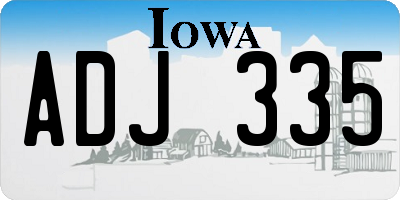 IA license plate ADJ335