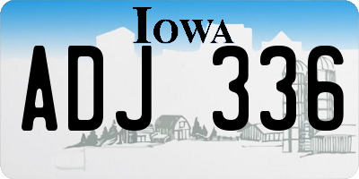 IA license plate ADJ336