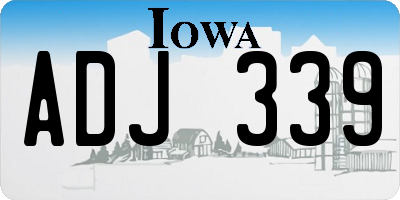 IA license plate ADJ339