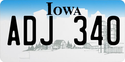 IA license plate ADJ340
