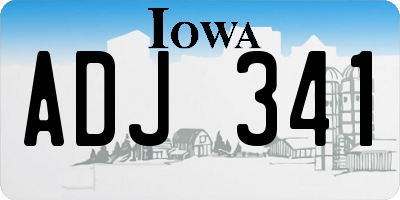IA license plate ADJ341