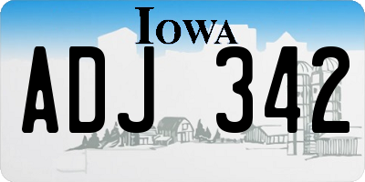 IA license plate ADJ342